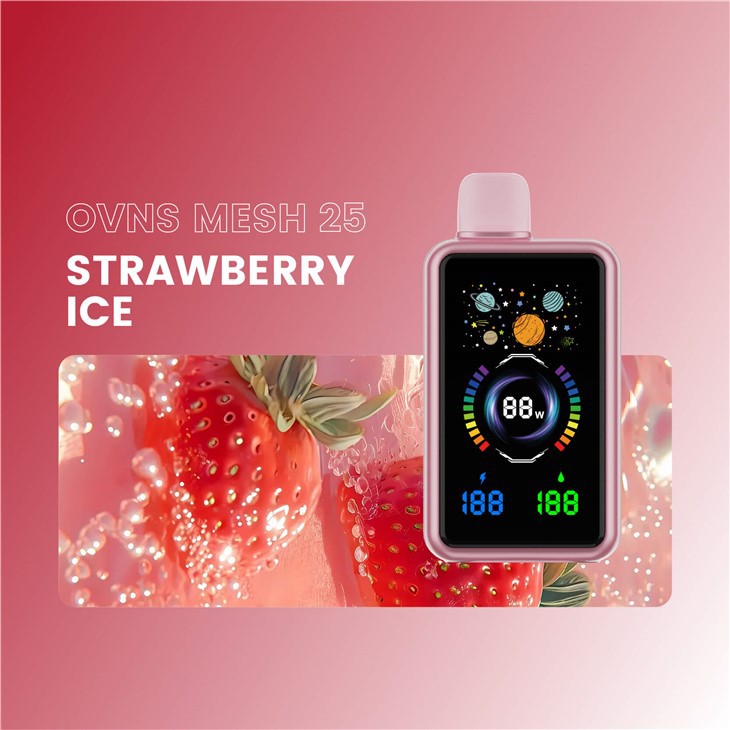 Strawberry Ovns Mesh25 Full Oled Screen 30K Puff Vape Strawberry Ovns Mesh25 Full Oled Screen 30K Puff Vape